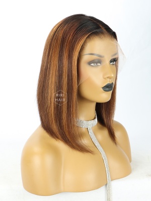 KENNEDY Blonde Bob Style Virgin Brazilian Hair Silky Lace Front Wig [RBW13]