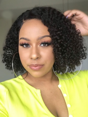 Black Curly Bob Wigs Virgin Human Hair [RBW07]