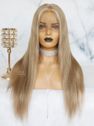 Ash Blonde with Highlight Virgin Brazilian Hair Full Lace Wig [STELLA]