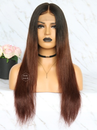 Ombre Brown Virgin Brazilian Hair Lace Front Wig [CARMELLA]