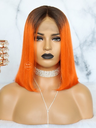 Ava Hot Ombre Orange Bob Wig Virgin Brazilian Hair [RBW16]