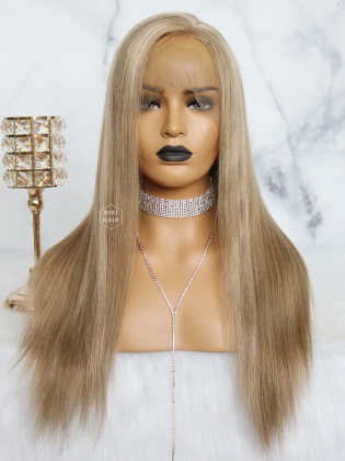 Ash Blonde with Highlight Virgin Brazilian Hair  Lace Front Wig [SALLY]