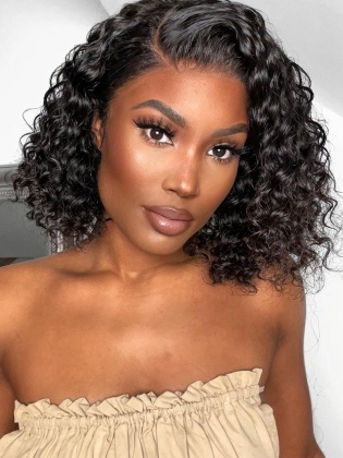 Messy Curly Bob Wigs Virgin Human Hair [RBW17]