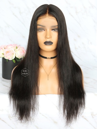 Pre-Plucked Full Lace Wig Black Virgin Hair Silky Straight [RFW21]