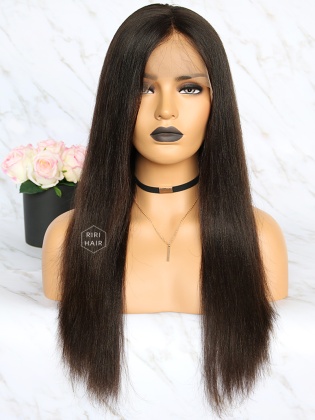 Pre-Plucked Lace Front Wig Black Virgin Hair Silky Straight [RLW01]