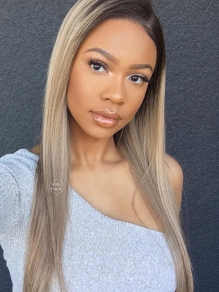 Ash Blonde with Highlight Virgin Brazilian Hair Lace Front Wig [SOFIA]
